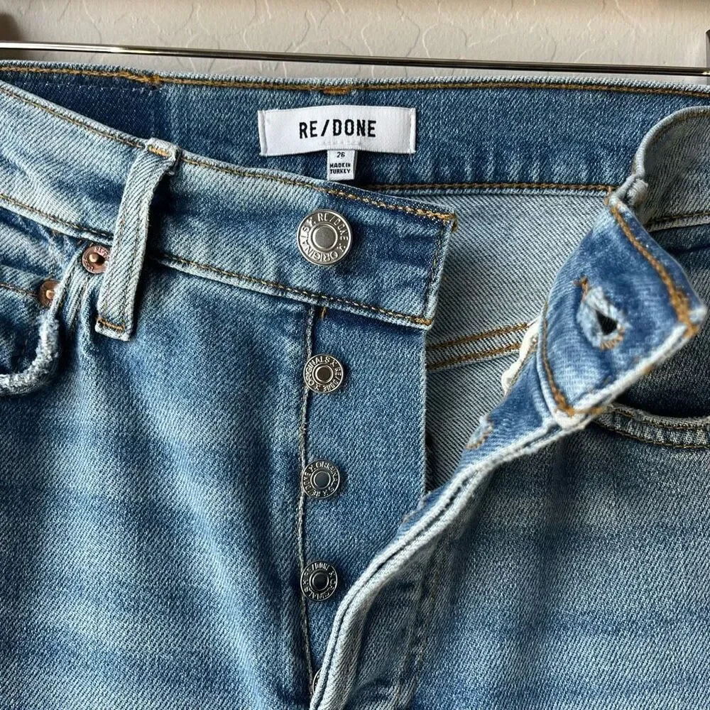 REDONE Denim Jeans 80’s Slim‎ Straight Distressed Blue Jeans Size 26 - Picture 6 of 13